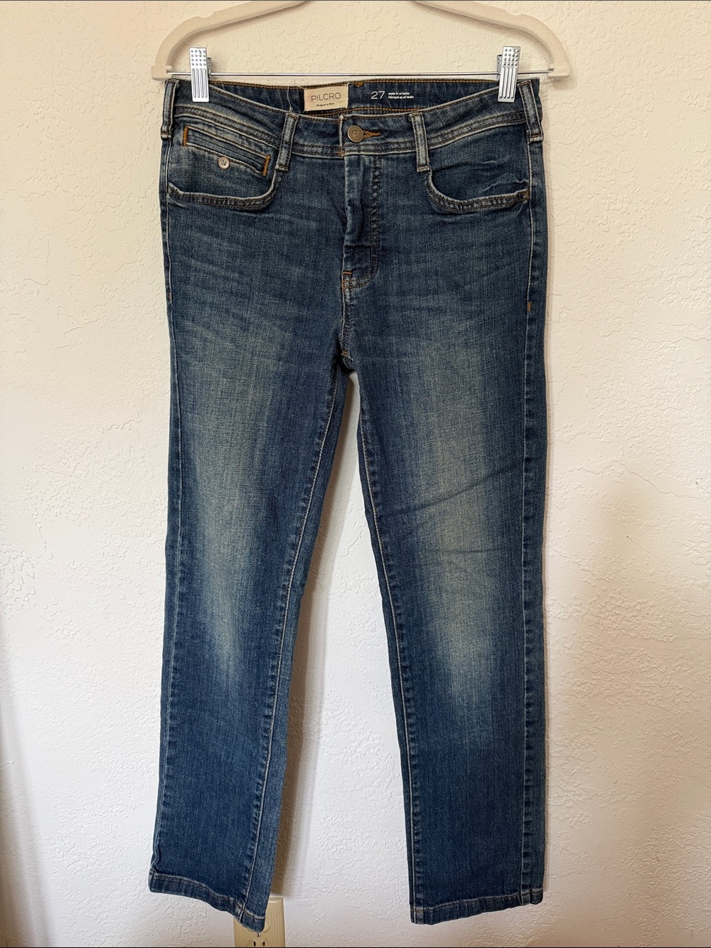 Pilcro Slim-Fitting Jeans in Vintage Indigo Wash